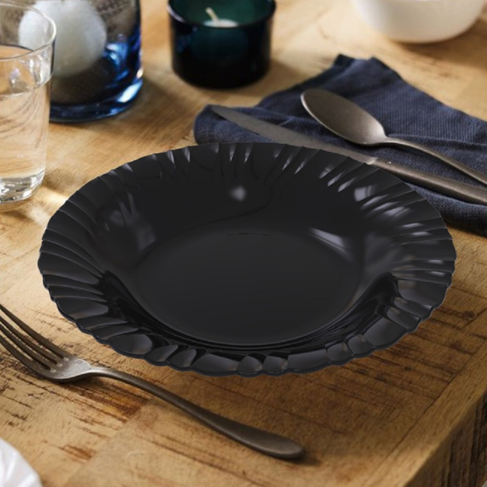 Servizio di piatti nero per 6 persone 18 pezzi da Tavola in Cucina infrangibile in vetro opale eleganti anche in forno microonde