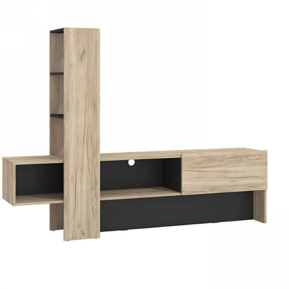 porta tv moderno con un'anta cm 185,5 x 36,5 x 138,5 h - ZENWOOD Colore: Rovere grigio