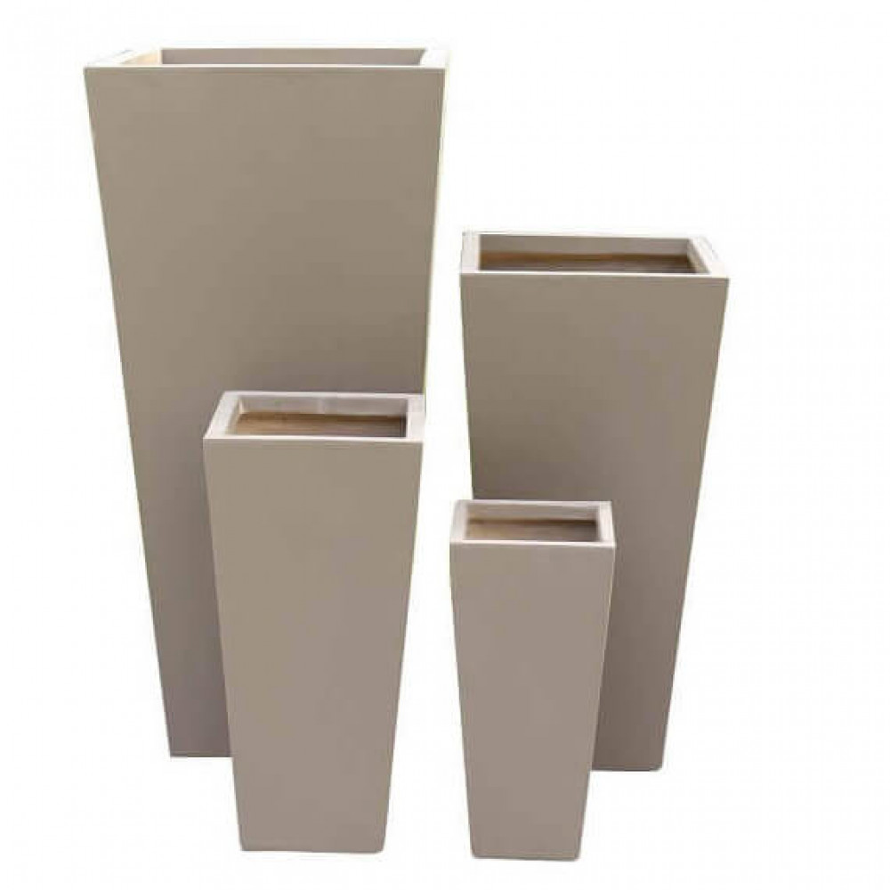 Set di 4 vasi da Giardino in Fibra di argilla cm 43x43x89 - DUDLEY Colore: Marrone