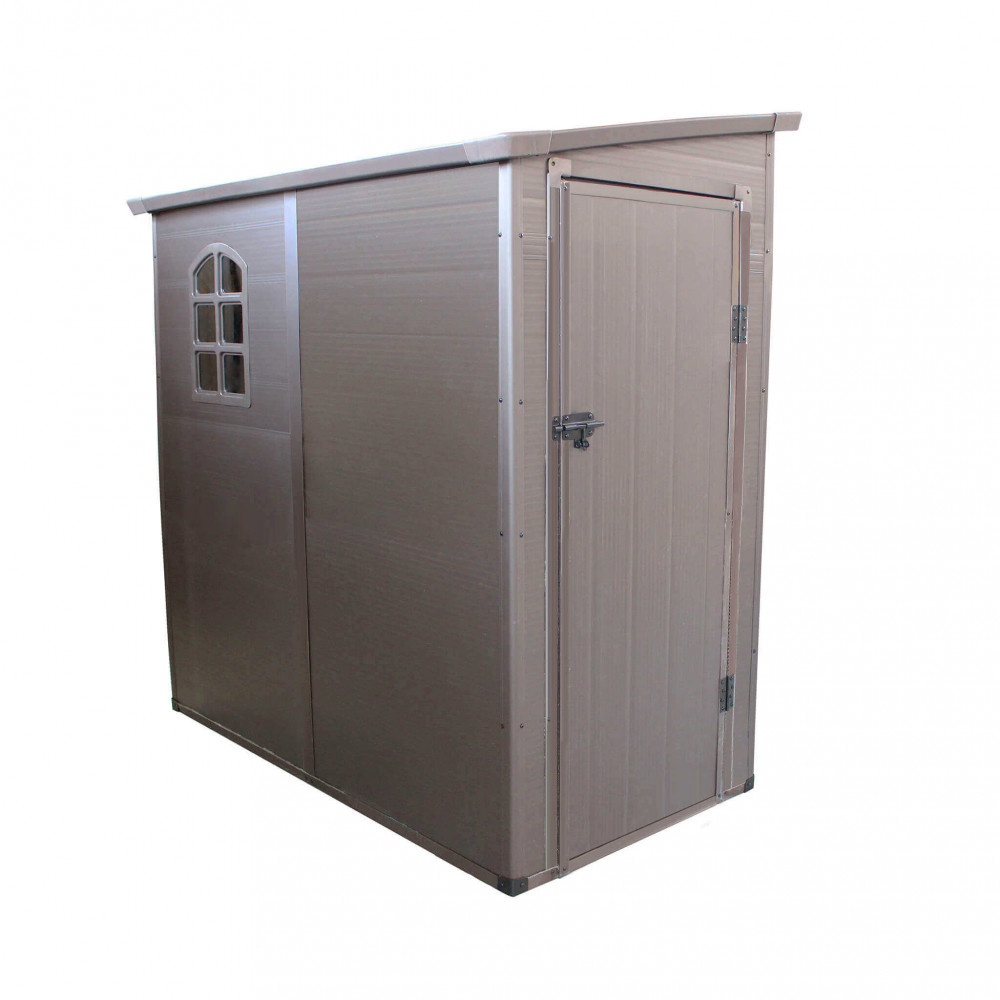 Casetta Porta Attrezzi da Giardino in Plastica cm 111x191x194 - REX Colore: Marrone