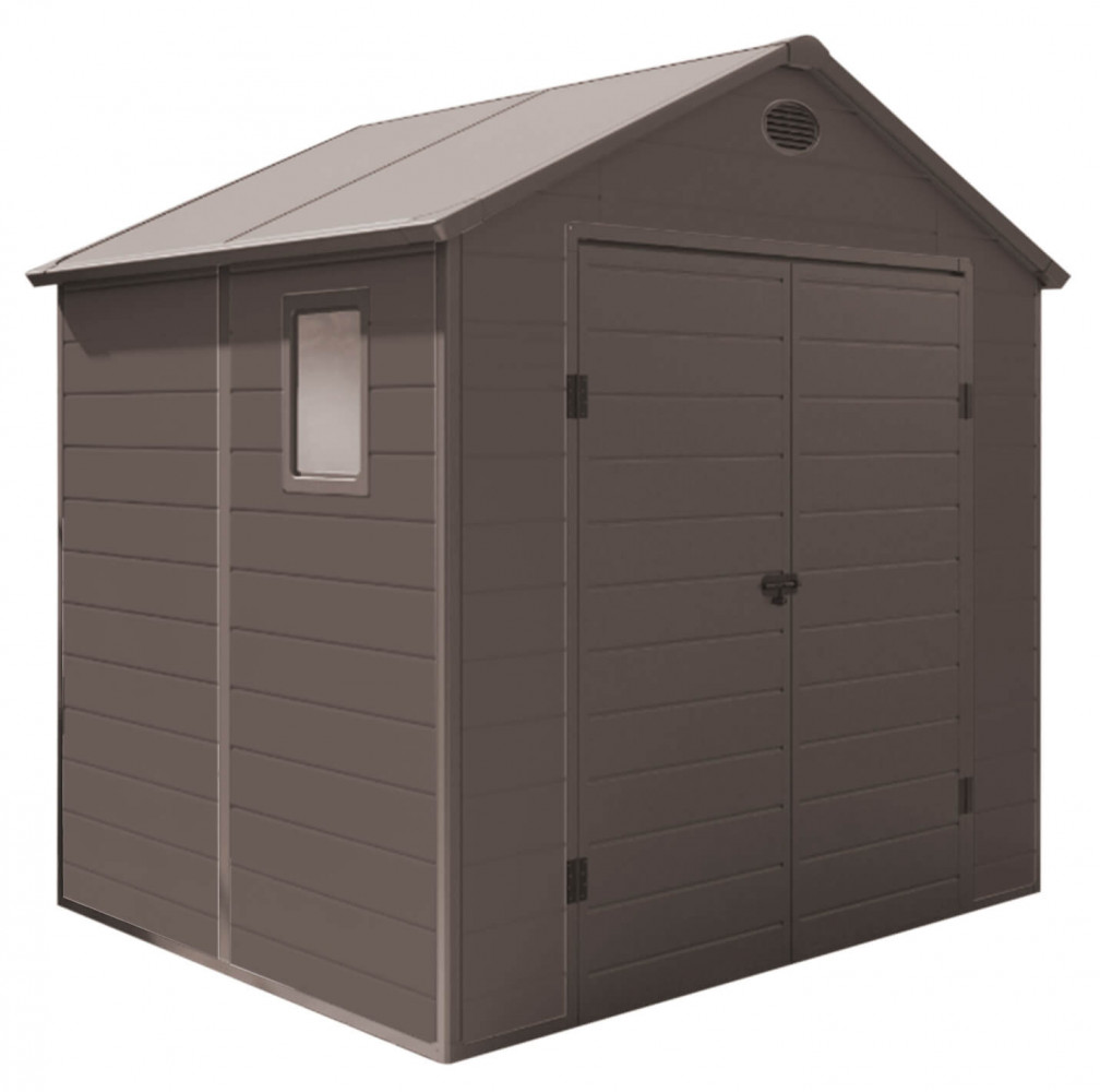 Casetta Porta Attrezzi da Giardino in Plastica cm 190x192x226 - FOX Colore: Marrone