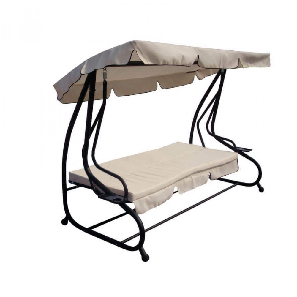 Image of Dondolo Letto da Giardino con cuscini in Acciaio,Tessuto cm 230x126x170 - WAYLON