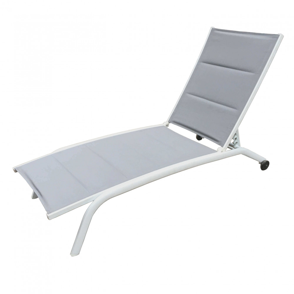 Lettino da Giardino Impilabile in Alluminio,Textilene cm 161x62x92,5 - TOM Colore: Bianco