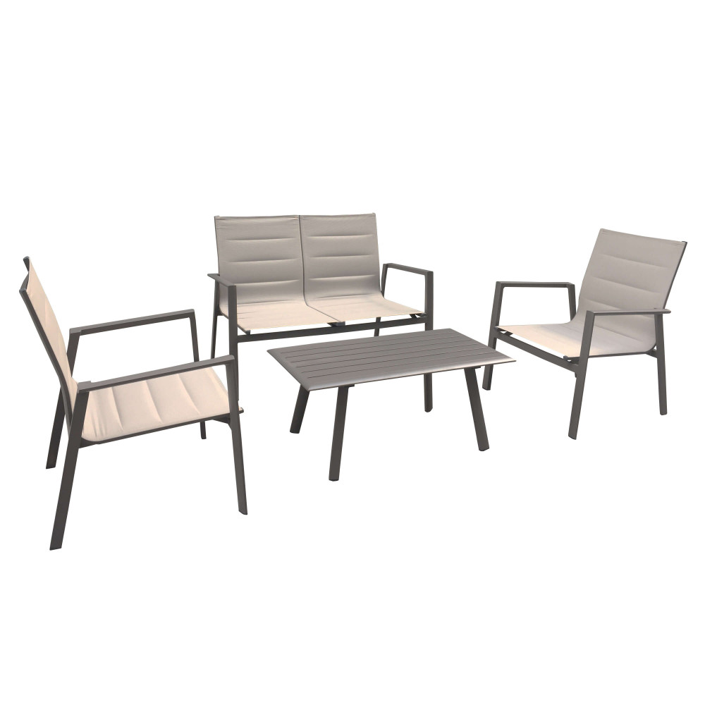 Salotto da Giardino 4 posti in Alluminio,Textilene - RUSTY Colore: Taupe