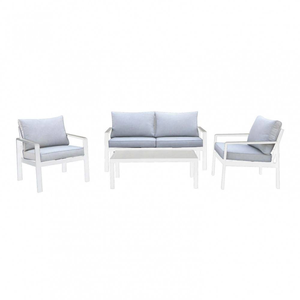 Salotto da Giardino 4 posti in Alluminio,Poliestere cm 64x70x68 - MICHAEL Colore: Bianco