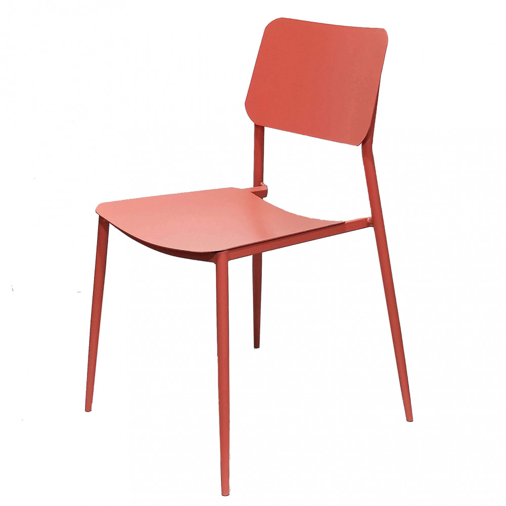 Image of Sedia da Giardino in cm 42x53x80 - LEVI Colore: Rosso Corallo