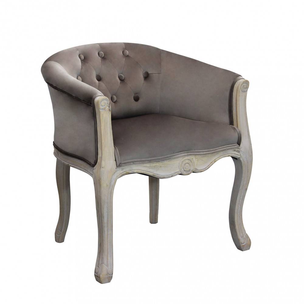 Image of Poltrona vintage in ecopelle in Legno cm 61x61x71 - DUNPHI Colore: Taupe