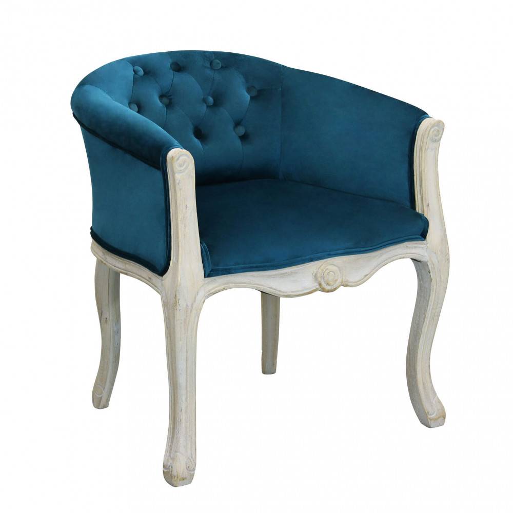 Image of Poltrona vintage in ecopelle in Legno cm 61x61x71 - DUNPHI Colore: Blu