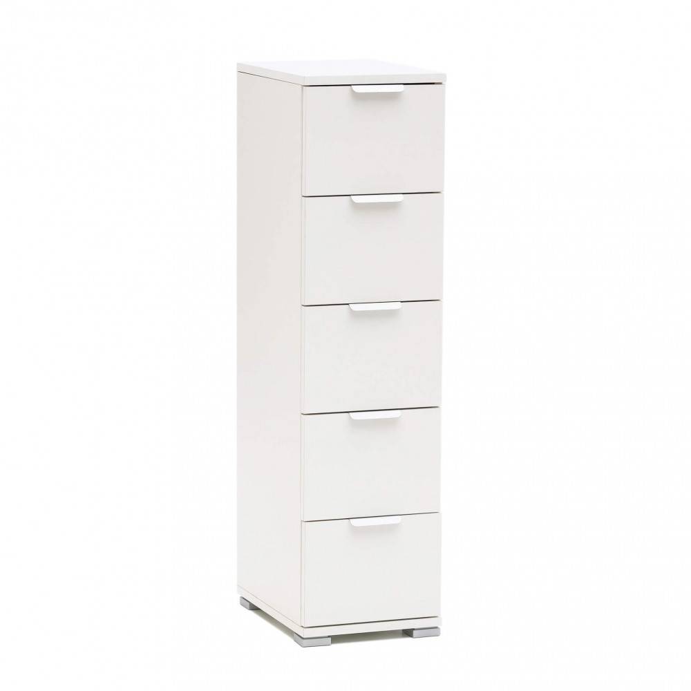 Cassettiera 5 cassetti in Truciolare cm 27x38x103 - LANCELOT Colore: Bianco