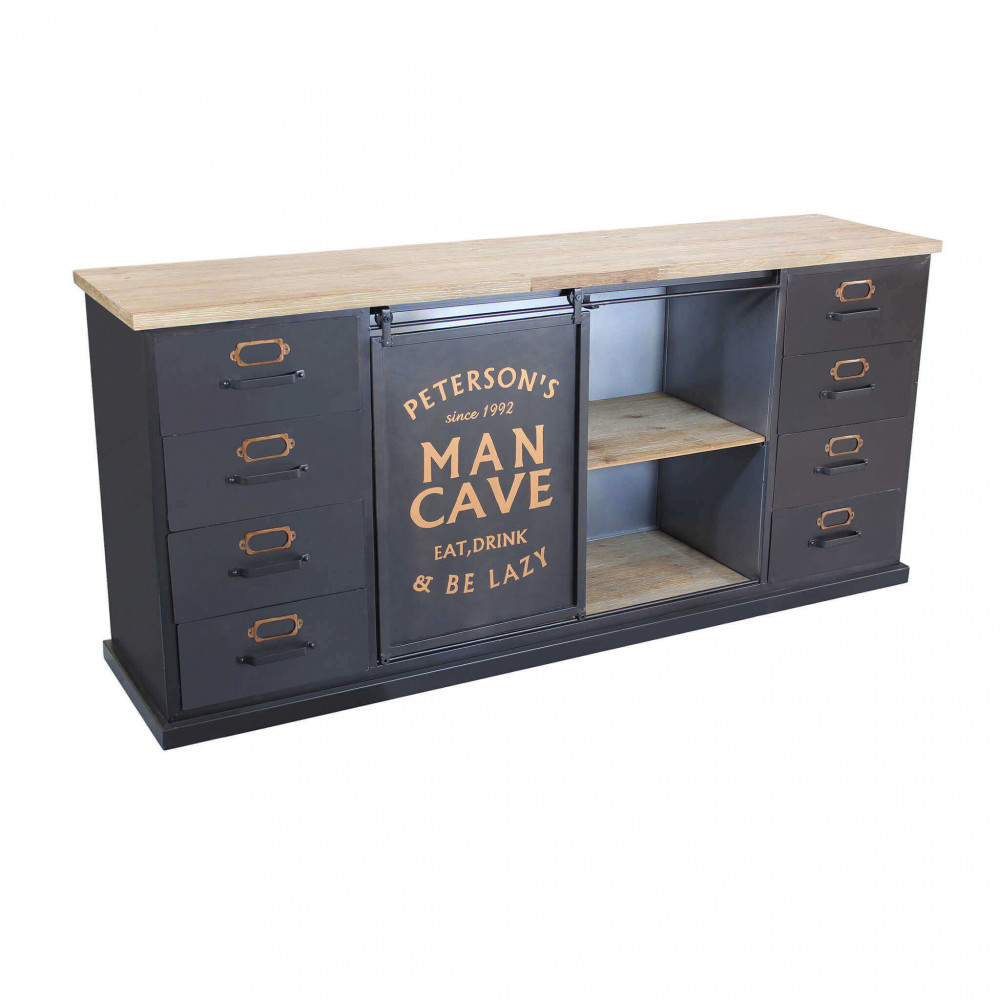 Image of Madia Industrial in Acciaio,Legno cm 164,5x40x74,5 - QUINTON