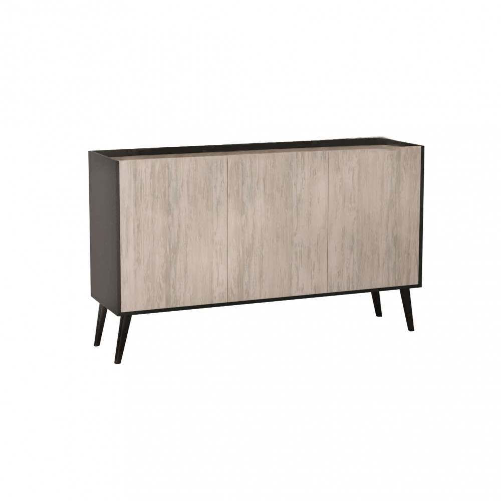 Image of Madia di design con 3 ante in Truciolare cm 150x41,5x78 - THOMAS Colore: Pino Chiaro