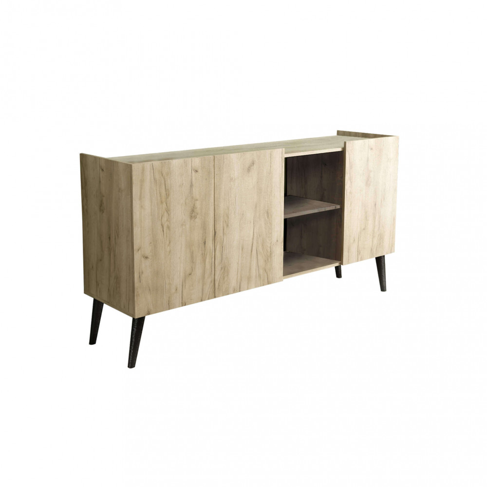 Image of Madia di design con 3 ante in Truciolare cm 150x41,5x78 - THOMAS Colore: Rovere grigio