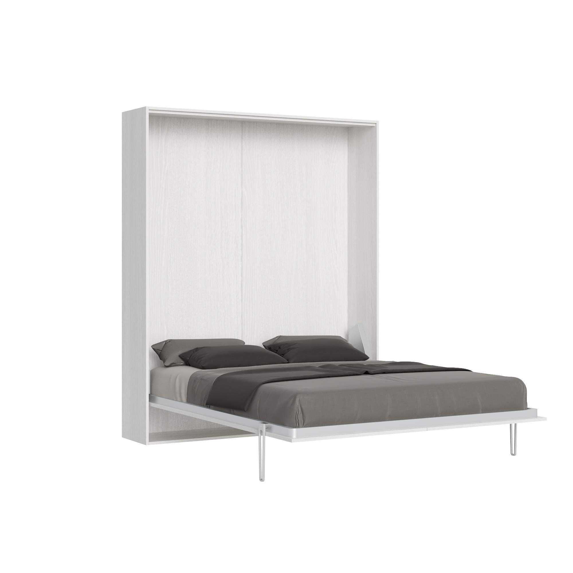 Letto matrimoniale a scomparsa 160 verticale - KENTARO Colore: Bianco Frassino