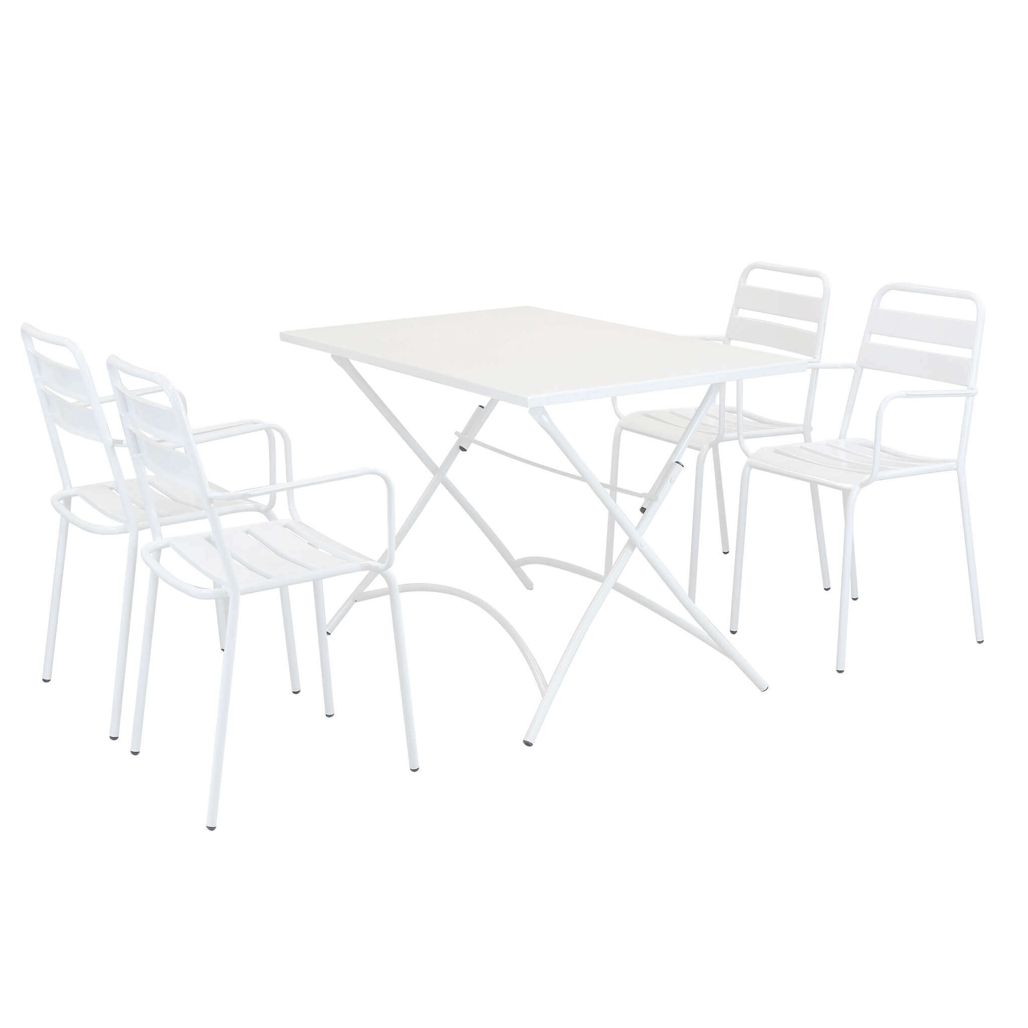 LUCKY - set tavolo da giardino con sedie pieghevole salvaspazio 110x70 Posti: 4, Colore: Bianco