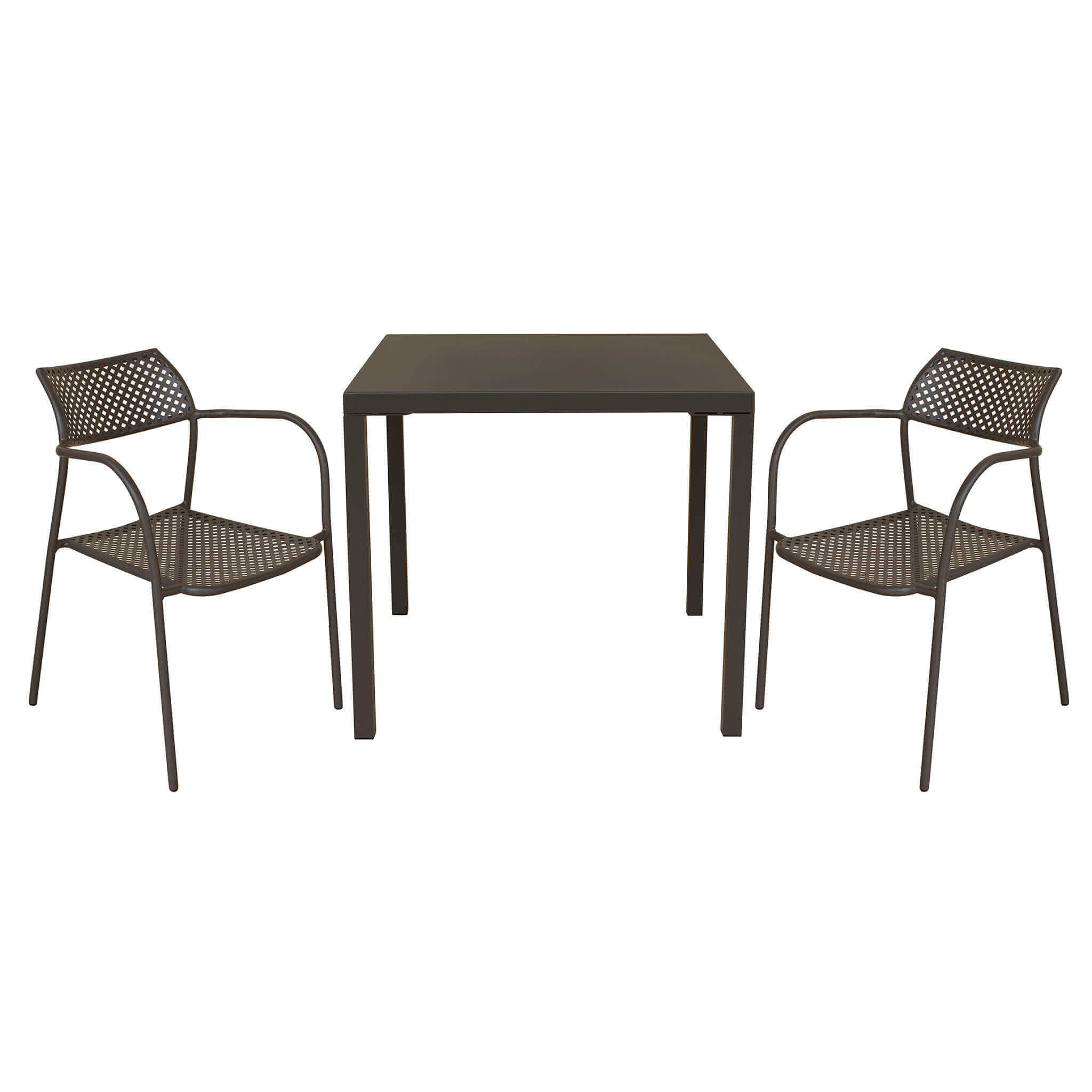CHAD - set tavolo da giardino con sedie in metallo cm 80x80x73h Colore: Taupe, Posti: 2