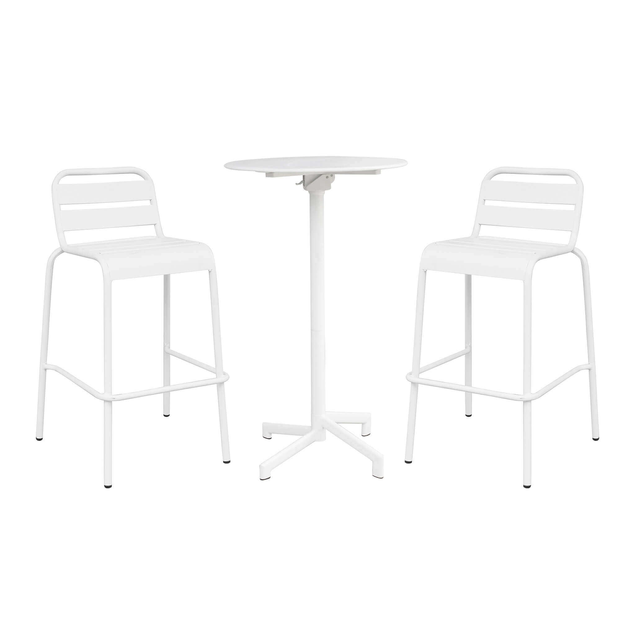 STU - set tavolo da giardino con sedie in metallo cm tondo 60x102 h Colore: Bianco, Posti: 2