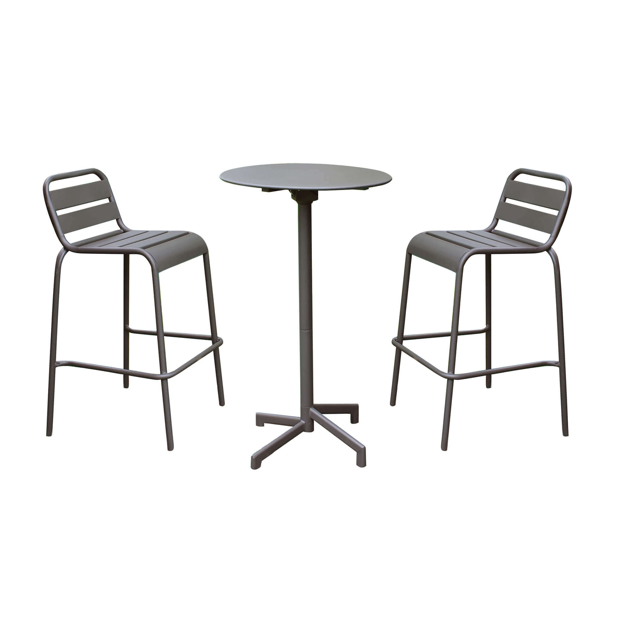 STU - set tavolo da giardino con sedie in metallo cm tondo 60x102 h Colore: Taupe, Posti: 2