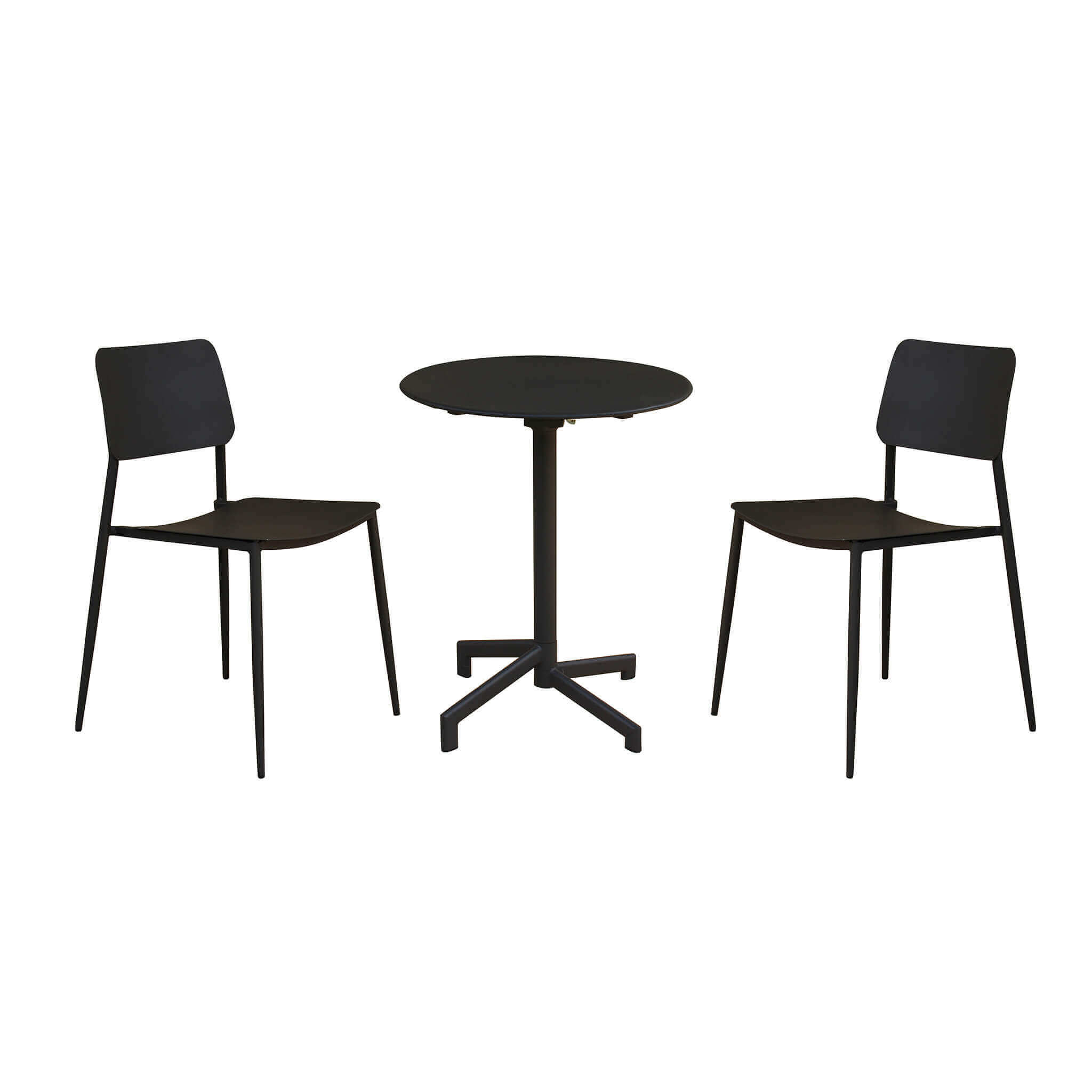 LARRY - set tavolo da giardino con sedie in metallo cm Ø 60x74 h Posti: 2, Colore: Grigio scuro
