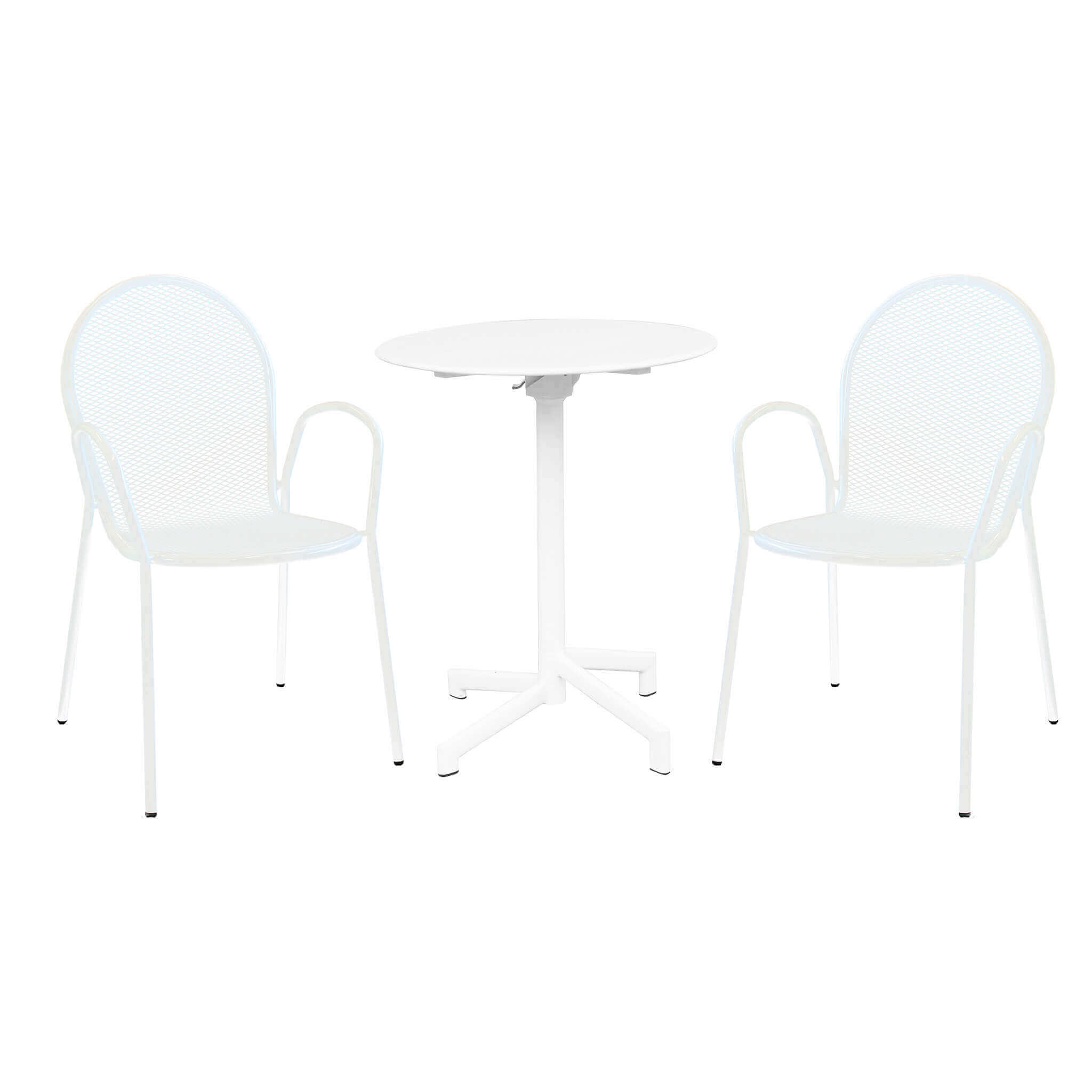 LARRY - set tavolo da giardino con sedie in metallo cm Ø 60x74 h Colore: Bianco, Posti: 2