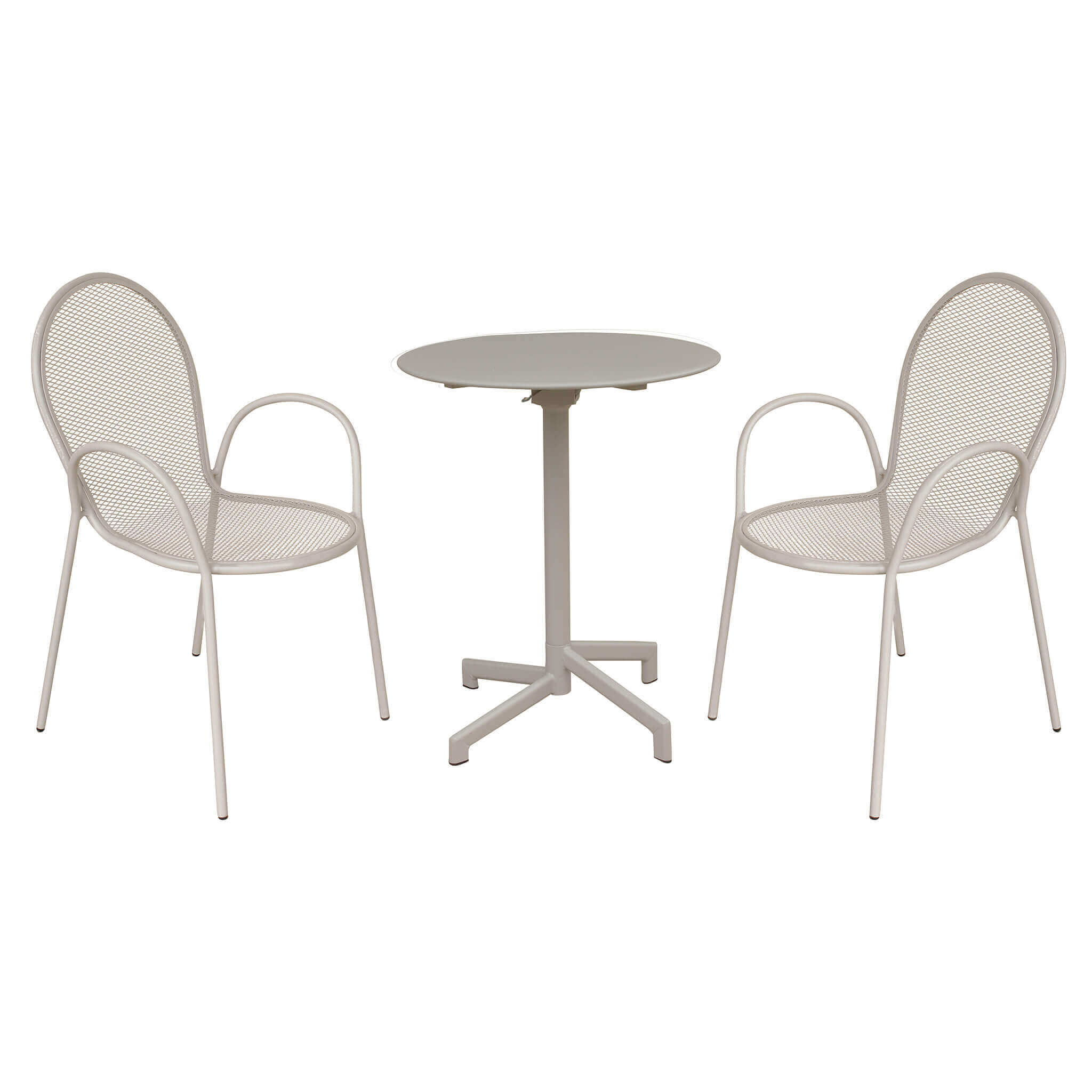 LARRY - set tavolo da giardino con sedie in metallo cm Ø 60x74 h Posti: 2, Colore: Tortora