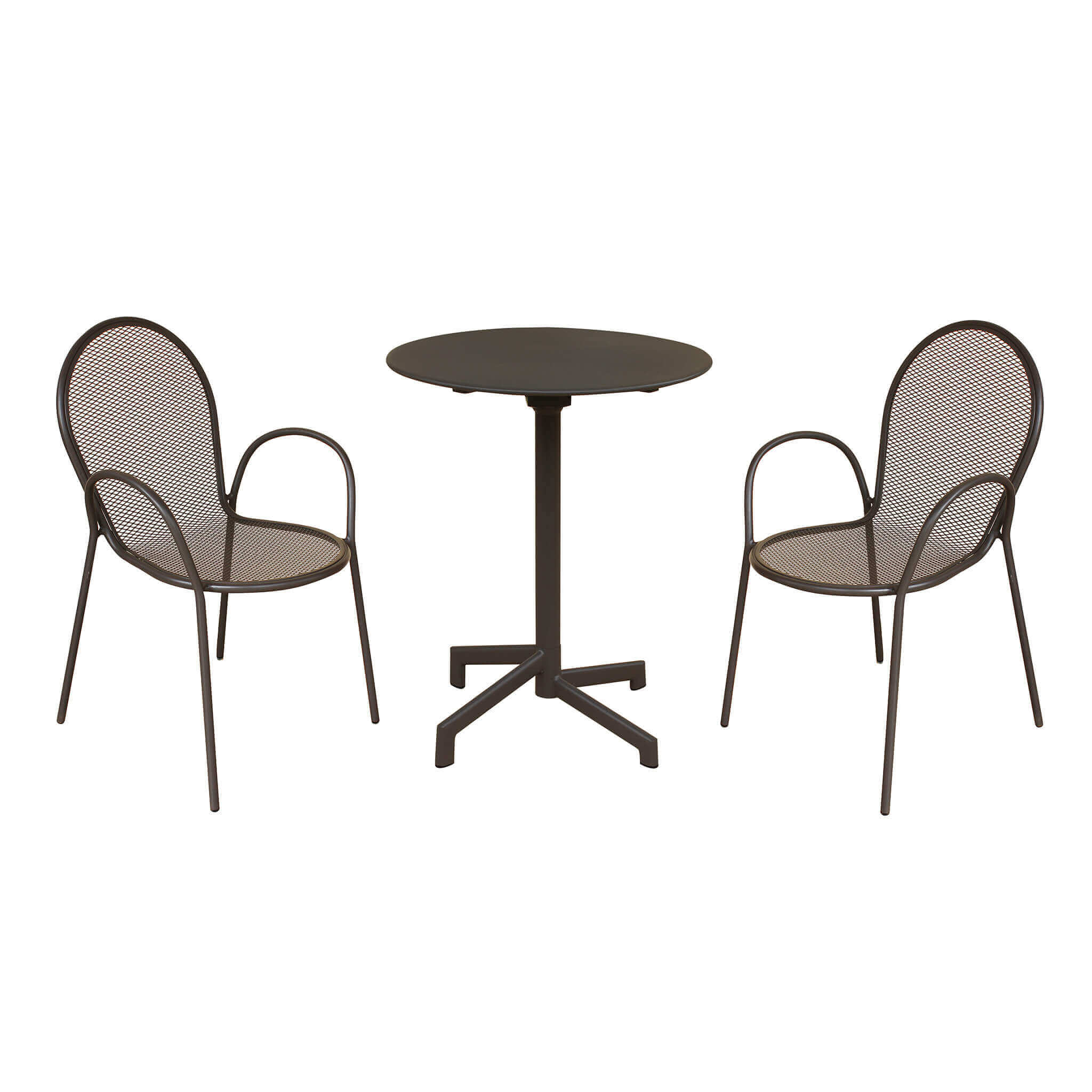 LARRY - set tavolo da giardino con sedie in metallo cm Ø 60x74 h Posti: 2, Colore: Taupe