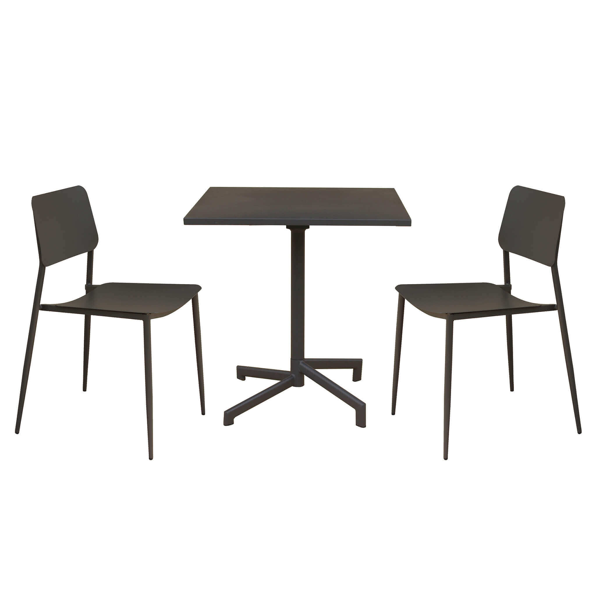 LARRY - set tavolo da giardino con sedie in metallo cm 70x70x73 h Posti: 2, Colore: Taupe