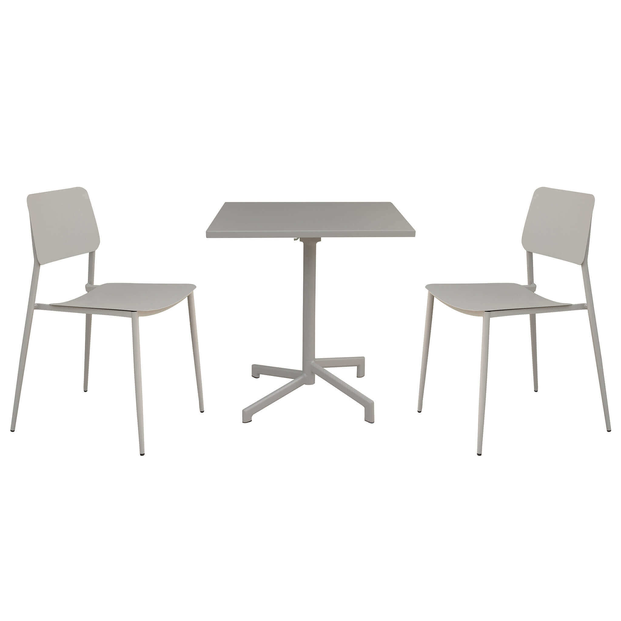 LARRY - set tavolo da giardino con sedie in metallo cm 70x70x73 h Posti: 2, Colore: Tortora