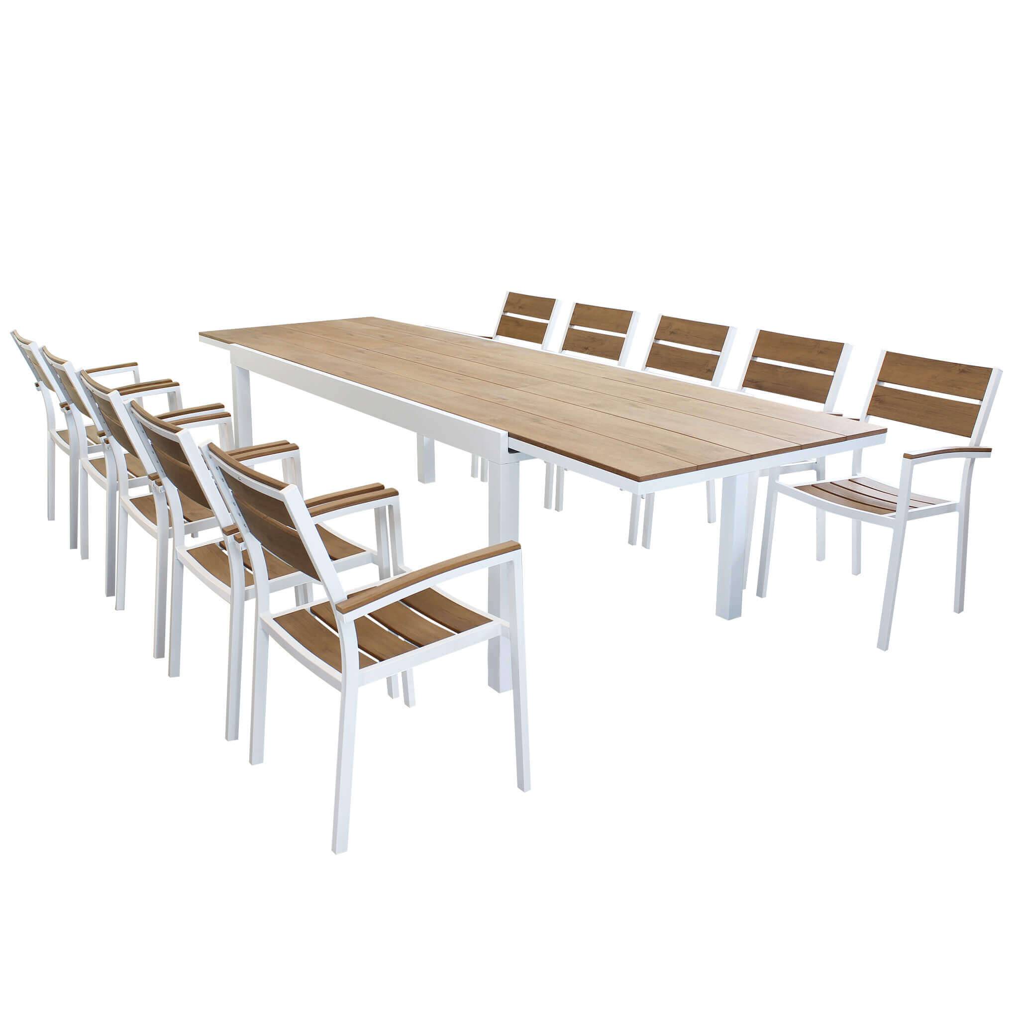 URBAN - set tavolo da giardino con sedie 200/300x95 struttura in alluminio Posti: 10, Colore: Bianco