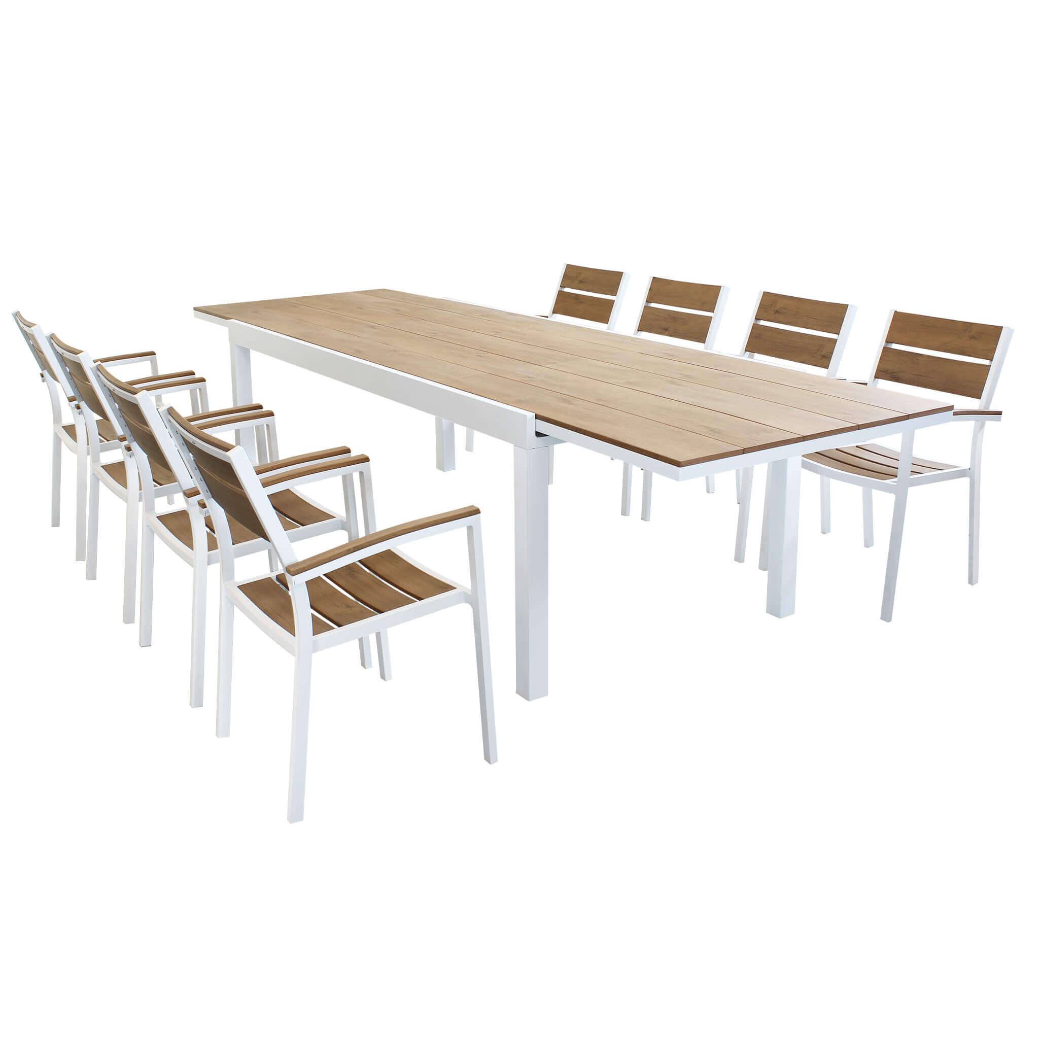 URBAN - set tavolo da giardino con sedie 200/300x95 struttura in alluminio Posti: 8, Colore: Bianco