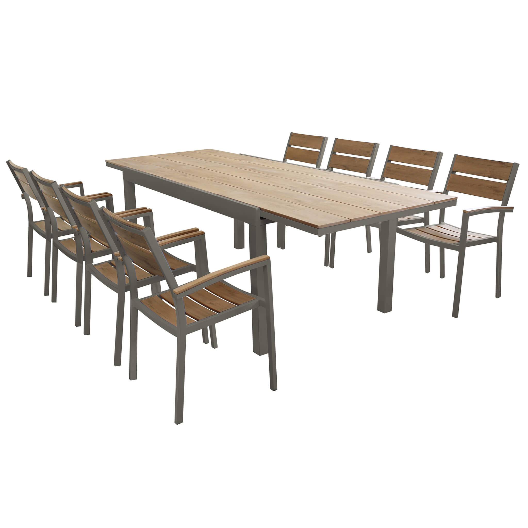 URBAN - set tavolo da giardino con sedie 160/240x95 struttura in alluminio bianco Colore: Taupe, Posti: 8