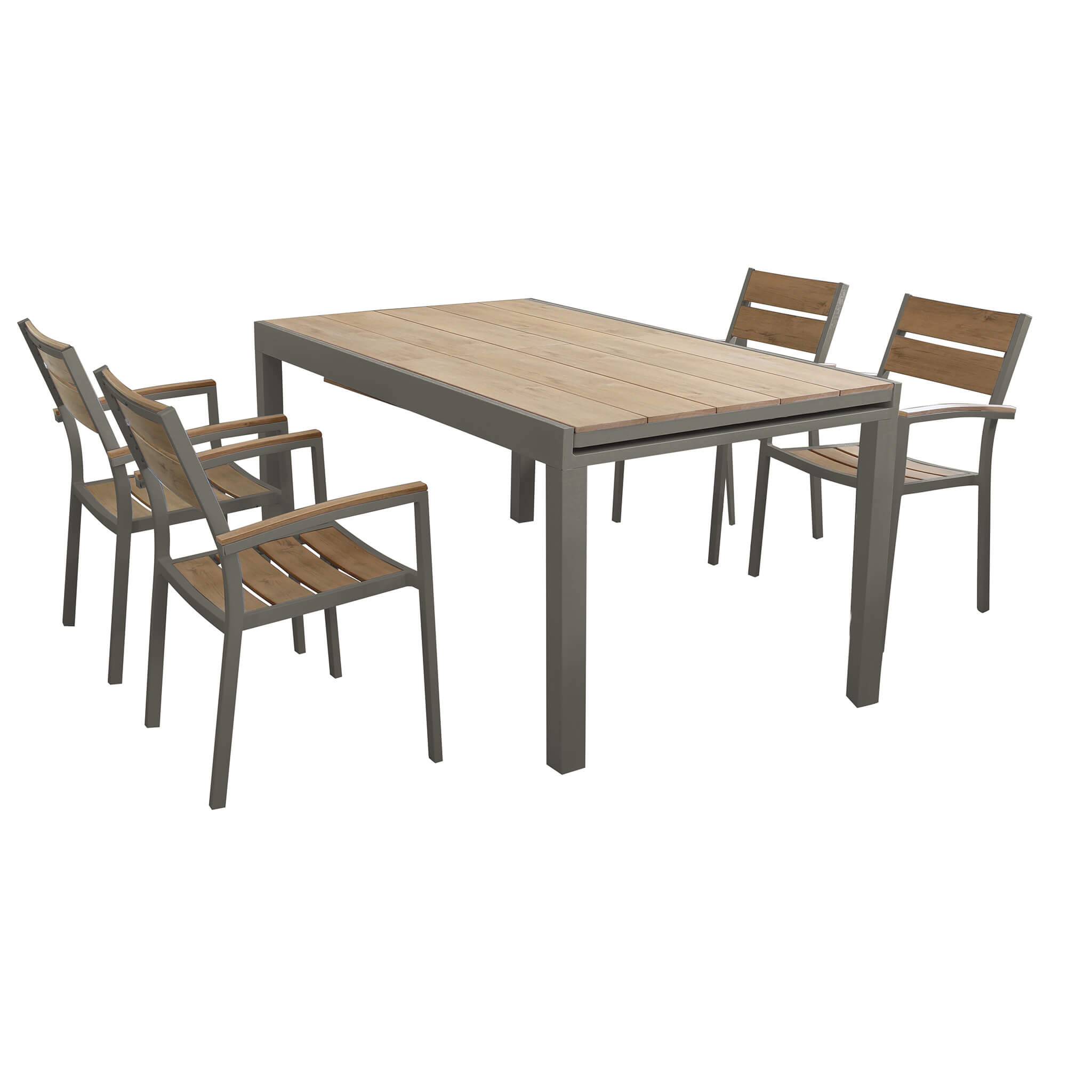 URBAN - set tavolo da giardino con sedie 160/240x95 struttura in alluminio bianco Colore: Taupe, Posti: 4