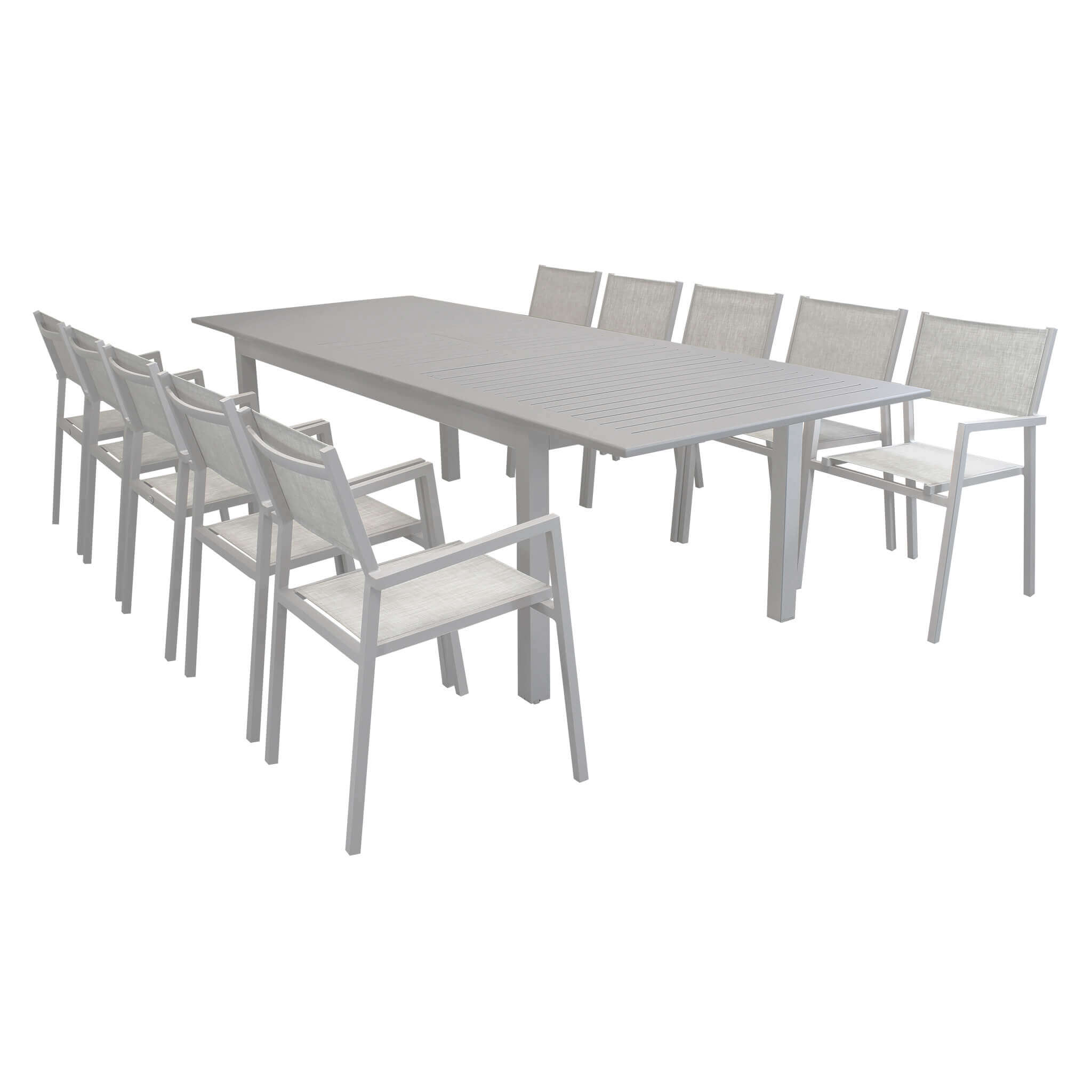 SCOTTY - set tavolo da giardino con sedie allungabile 220/280x100 Posti: 10, Colore: Tortora
