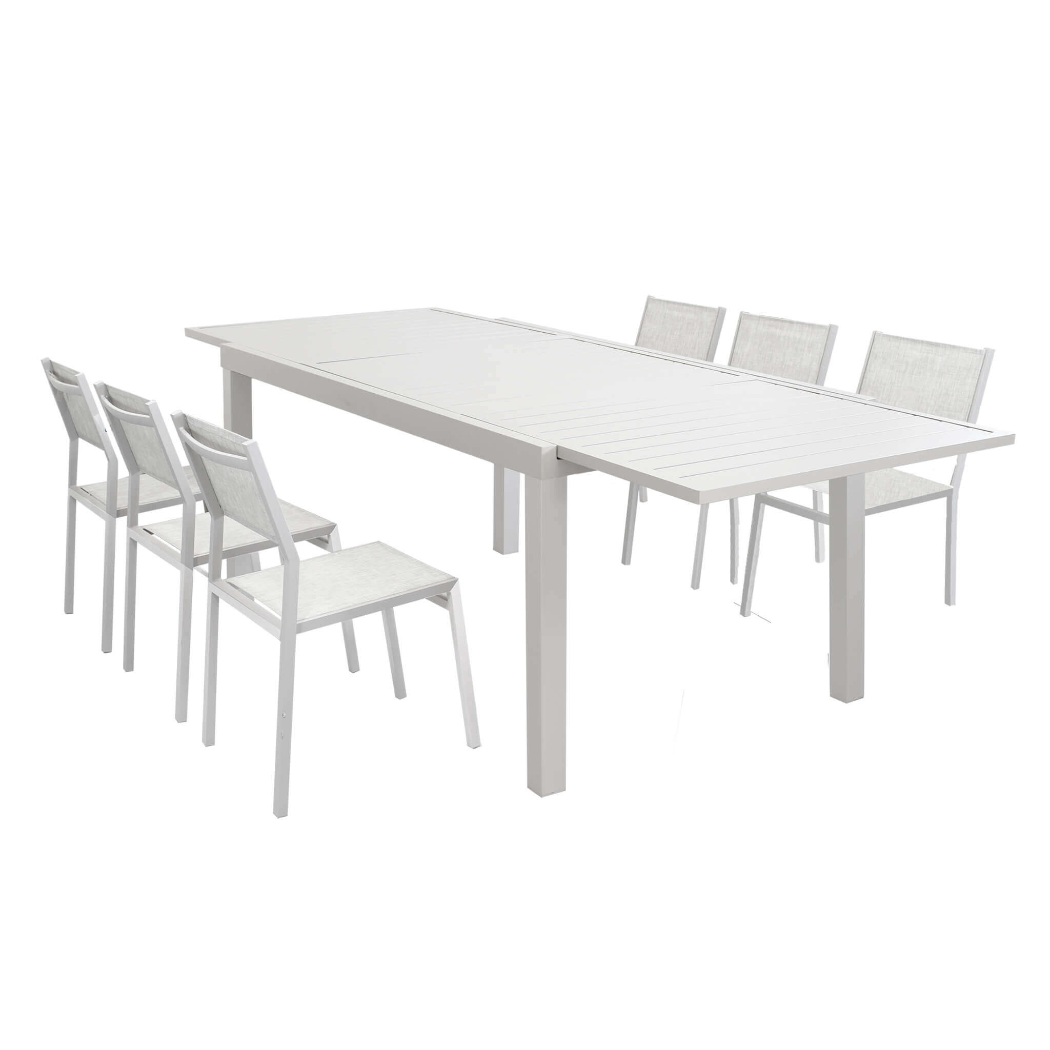 DAVID - set tavolo da giardino con sedie rettangolare allungabile 160/240x90 Colore: Tortora, Posti: 6