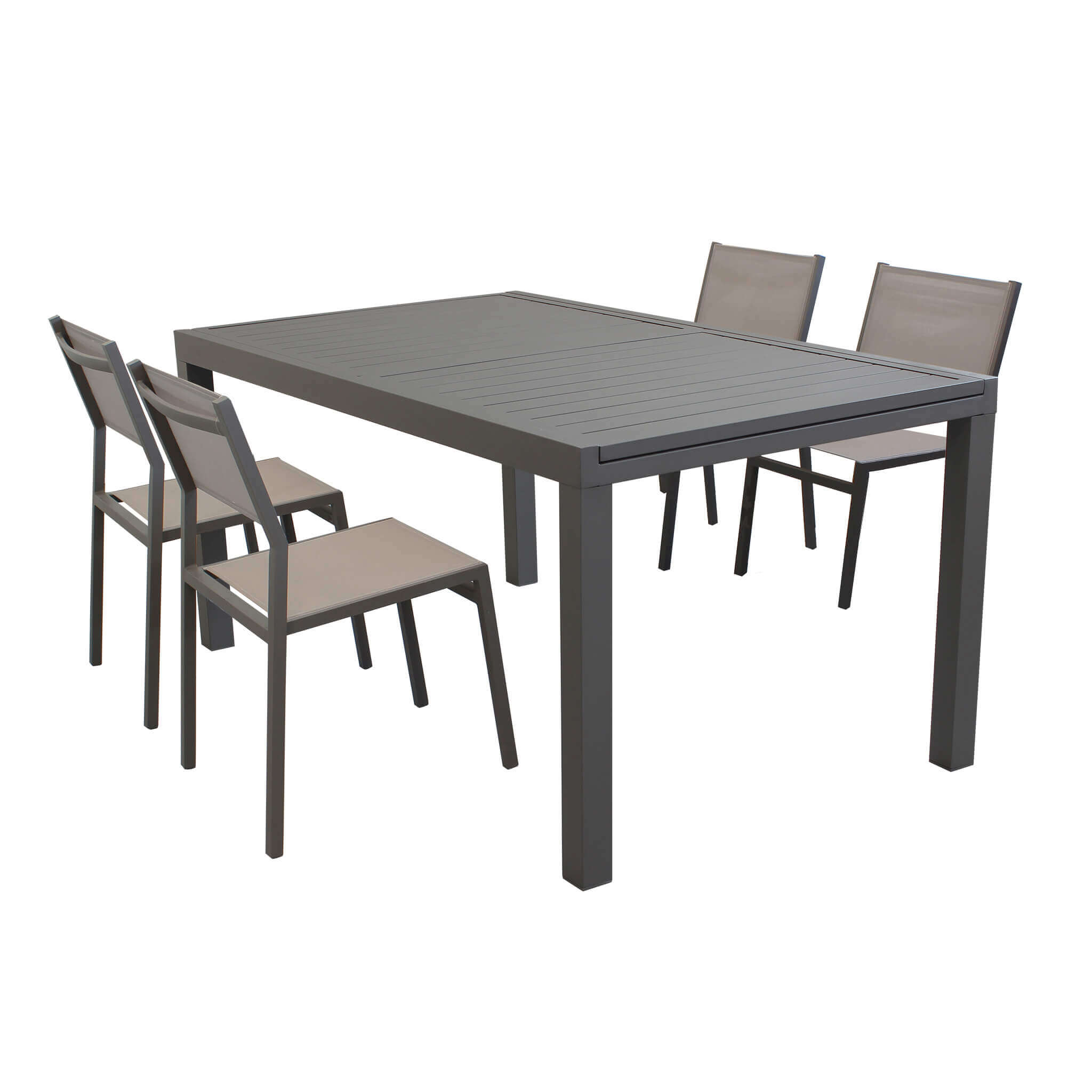 DAVID - set tavolo da giardino con sedie rettangolare allungabile 160/240x90 Posti: 4, Colore: Taupe