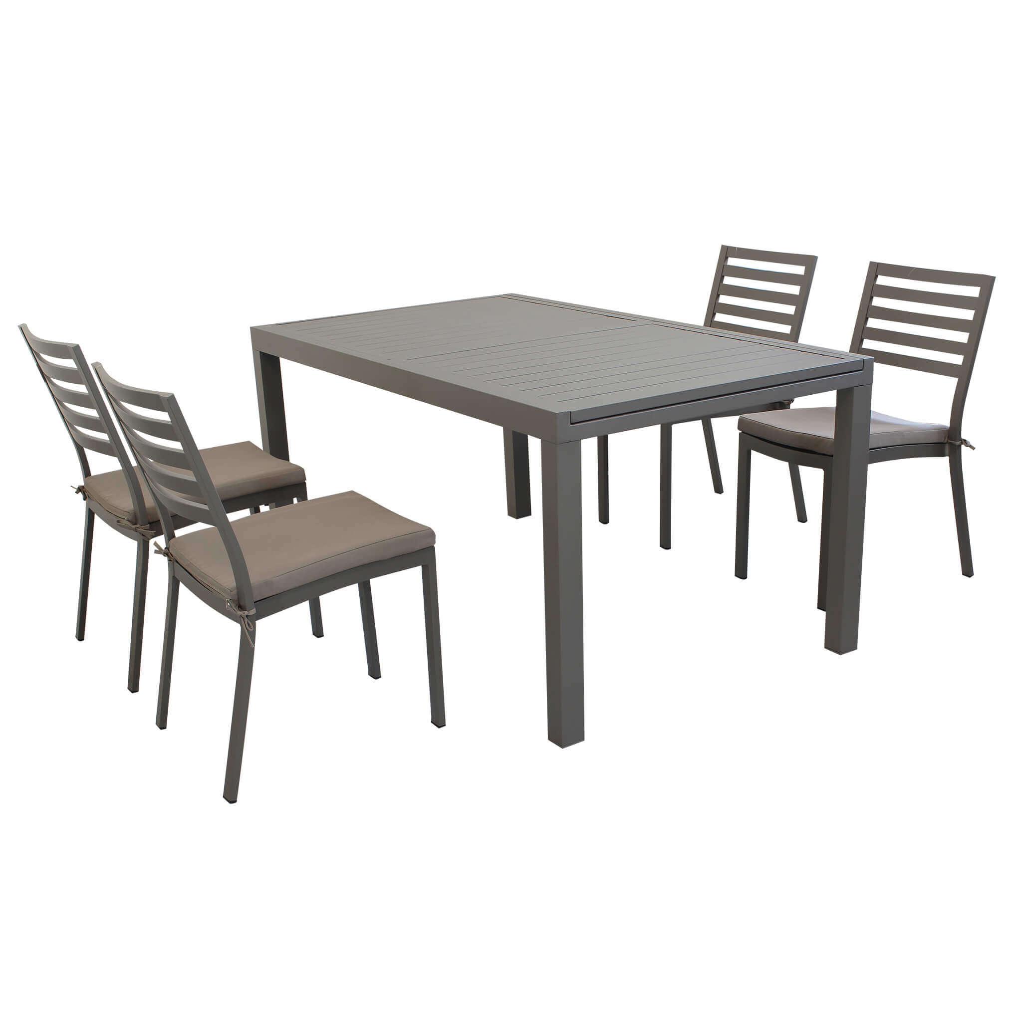 DAVID - set tavolo da giardino con sedie allungabile 160/240x90 Posti: 4, Colore: Taupe