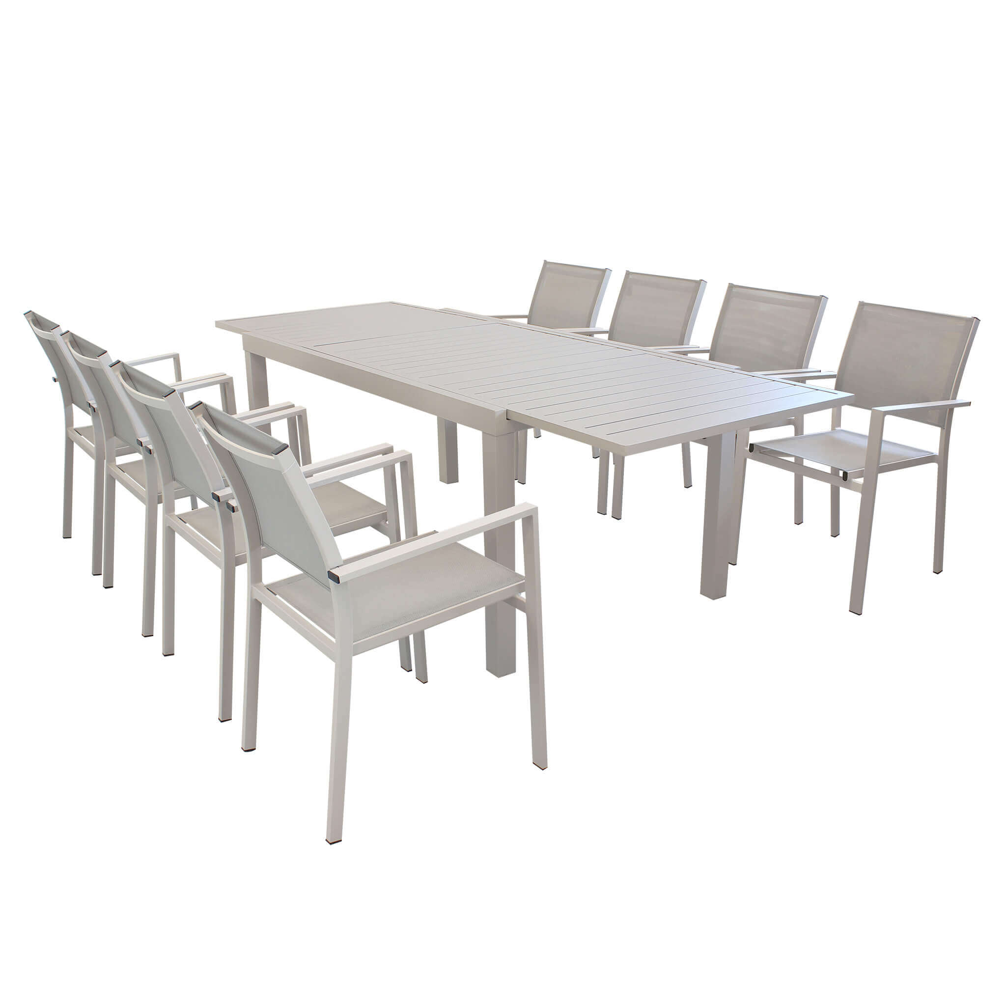 DAVID - set tavolo da giardino con sedie allungabile 160/240x90 Posti: 8, Colore: Tortora