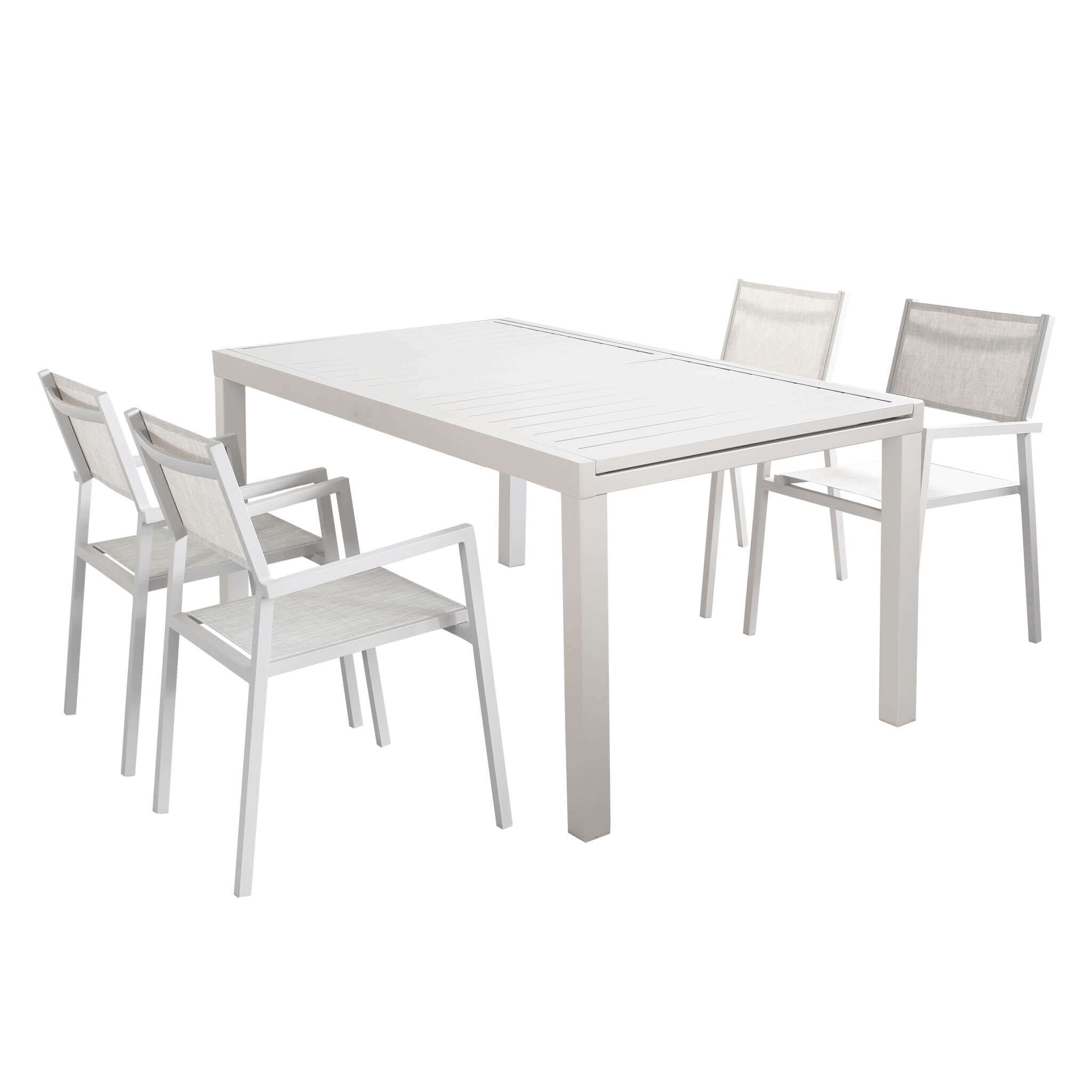 DAVID - set tavolo da giardino con sedie 160/240x90 struttura e piano in alluminio Colore: Tortora, Posti: 4