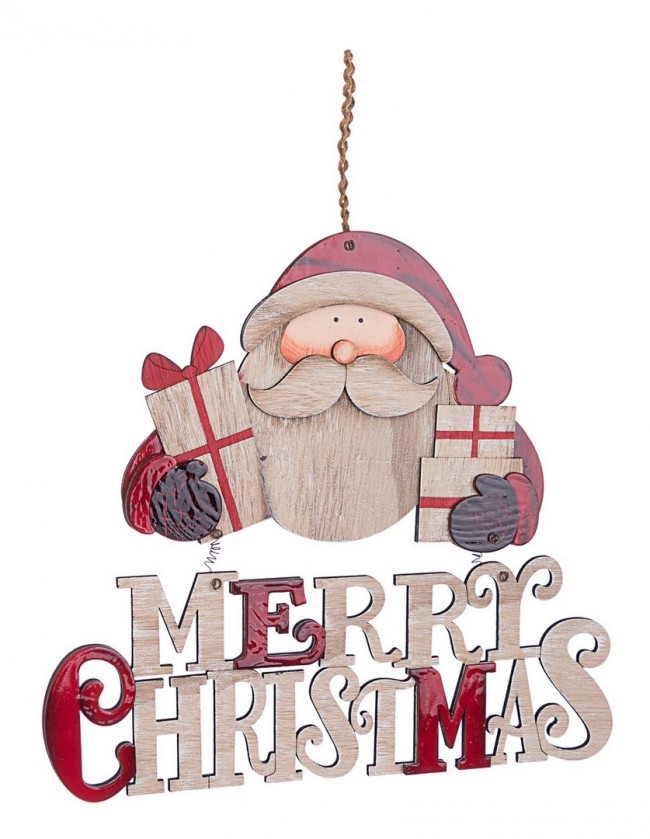 Image of Pendaglio Gregory con Babbo Natale e Scritta Altezza 38cm (6 Pezzi)