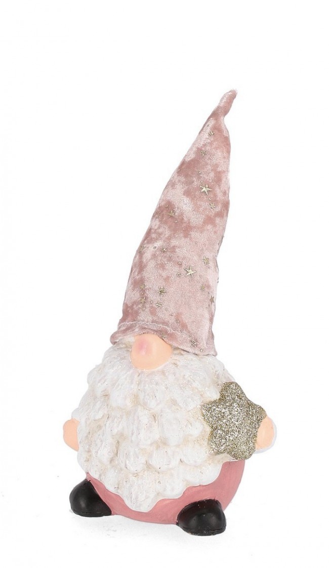 Image of Babbo Natale Cheryl Rosa in posizione Stand con Stella Altezza 25cm (4 Pezzi)