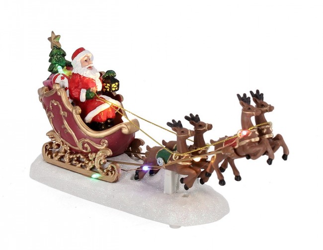 Image of Slitta Denver con Babbo Natale LED (4 Pezzi)