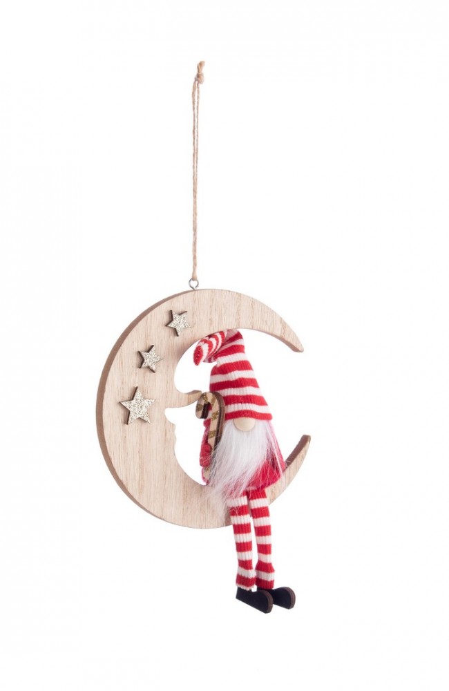 Image of Pendaglio Even Luna con Babbo Natale Rosso Bianco (12 Pezzi)