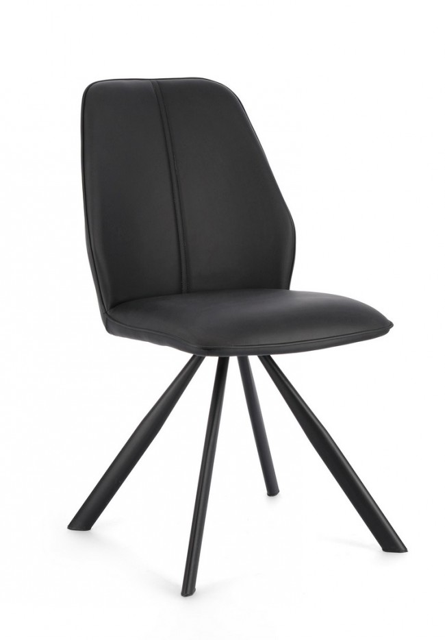 Image of Sedia in Ecopelle nera (4 Pezzi) - MAXWELL