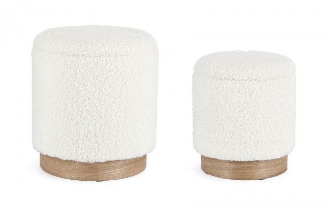 Set 2 Pouf Contenitore in tessuto bouclè - BRI