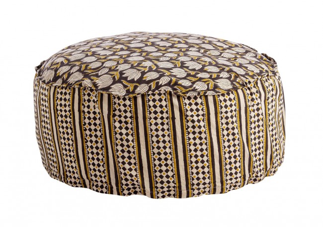 Pouf Calais nera con Tulipano Rombo D65X25 - ESOTICO
