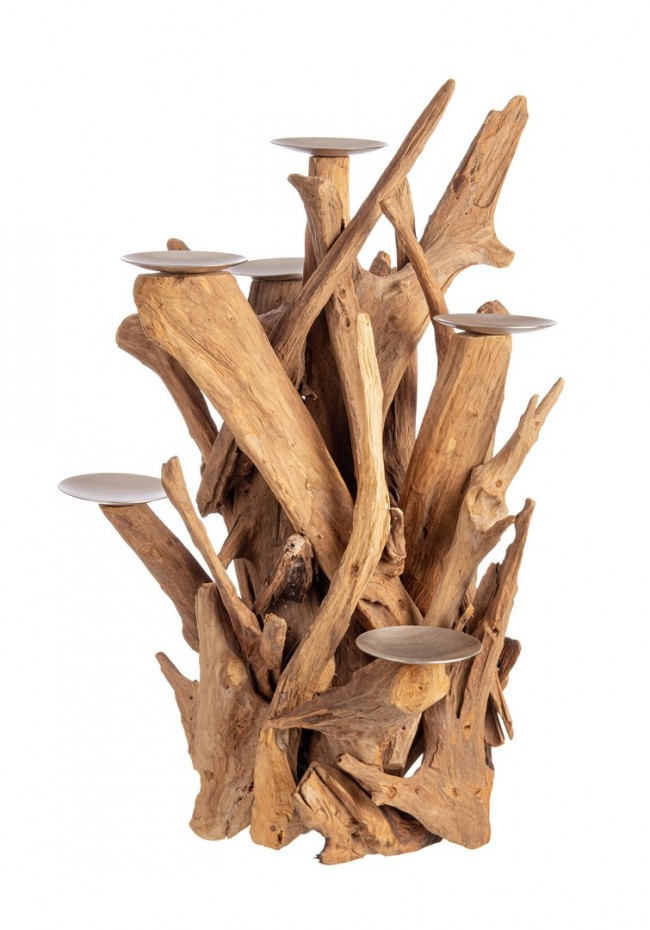 Candelabro 7 Fuochi in legno di teak H70 - ANANYA