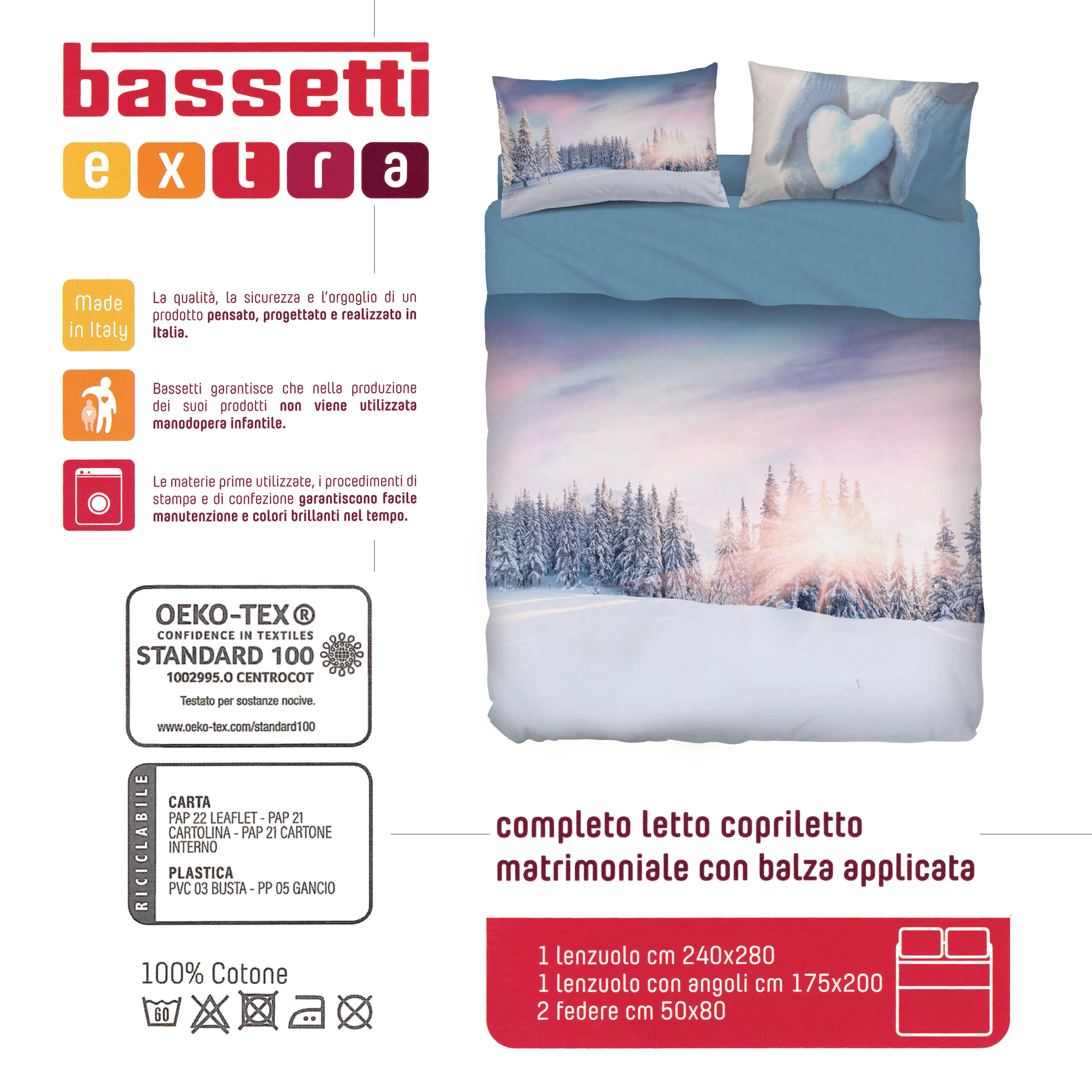 Bassetti Imagine Completo Sacco Copripiumino Matrimoniale Stampa Digitale  Made in Italy, Boulevard