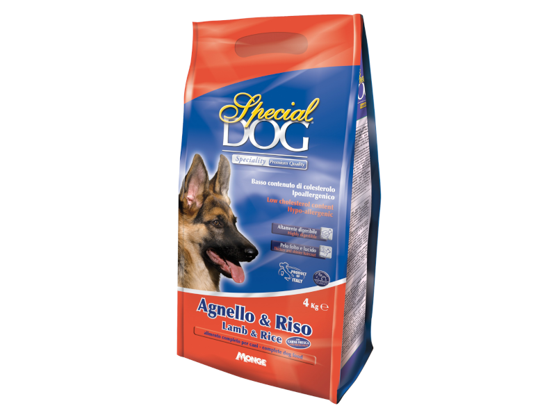 Image of Pack 4 pezzi Special Dog crocchette agnello e riso - adult 4kg Monge