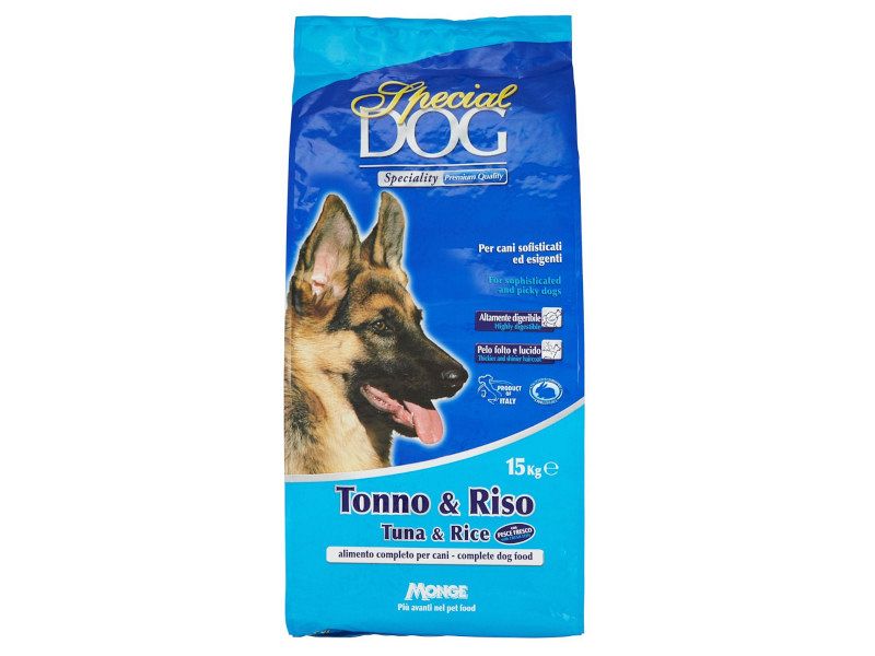 Image of Croccantini tonno e riso Special Dog Monge per cani adulti 15kg