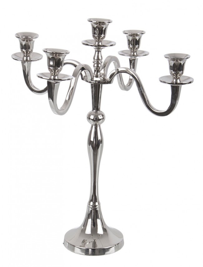 Candelabro Alluminio Argentato Classico da Interno H43 cm - LYRIS