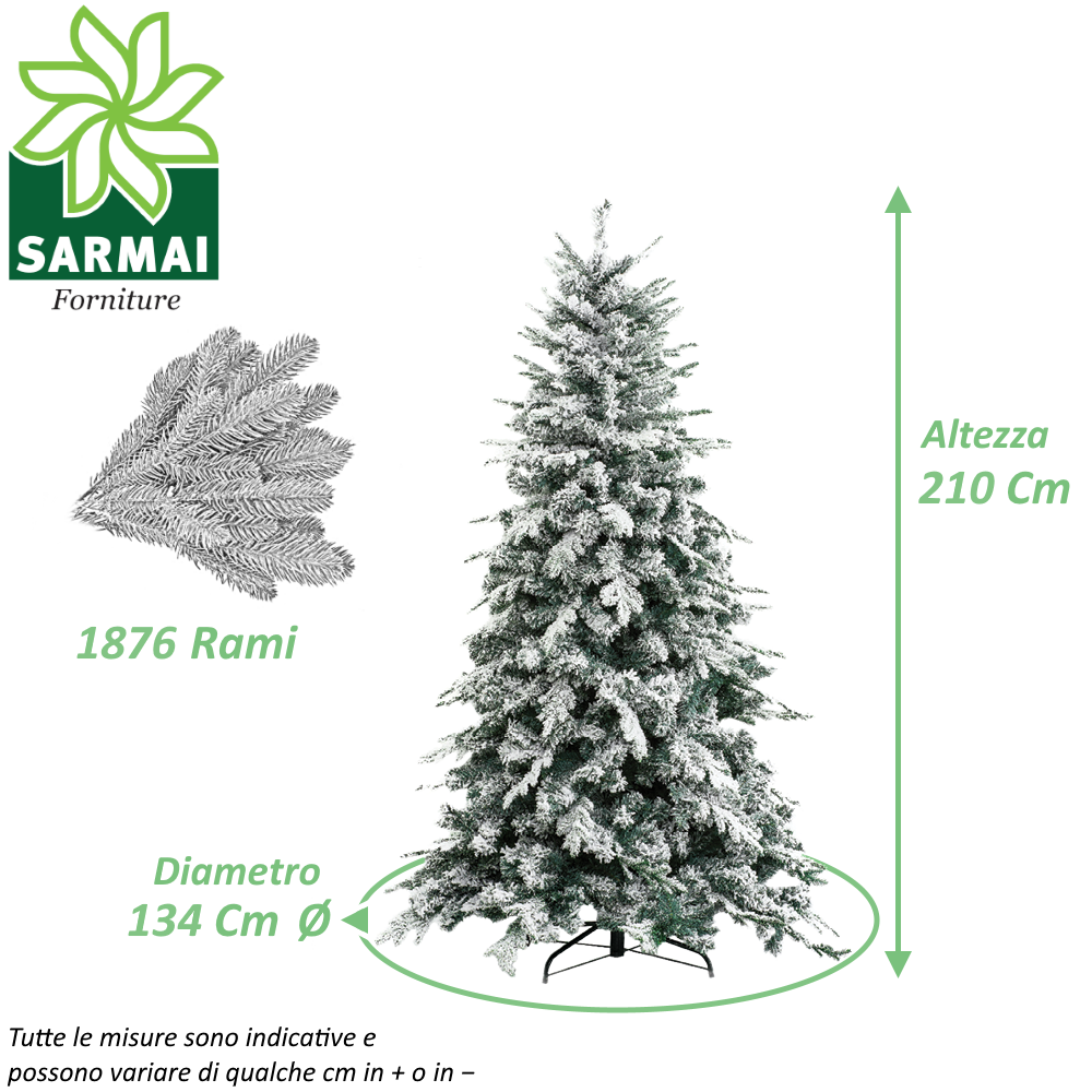 XONE Albero di Natale ARTIFICIALE ALASKA innevato extra folto rami ombrello